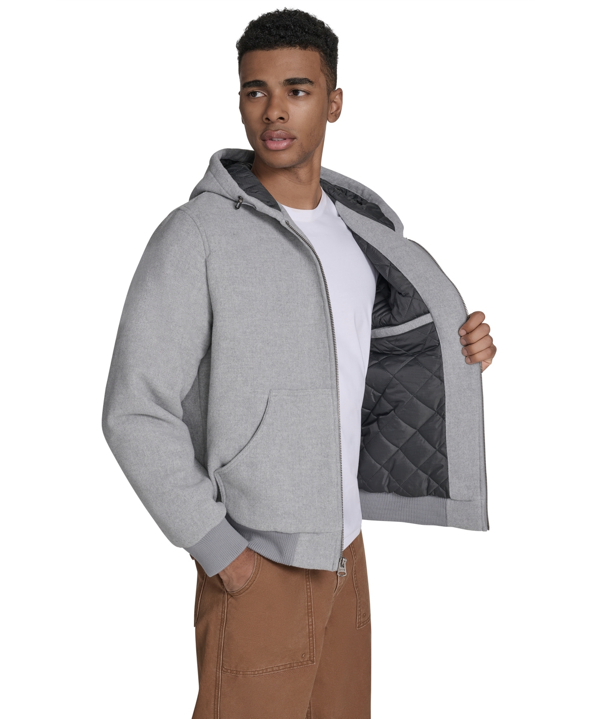 Levi's Men's Wool-blend Hooded Bomber Jacket In Gray