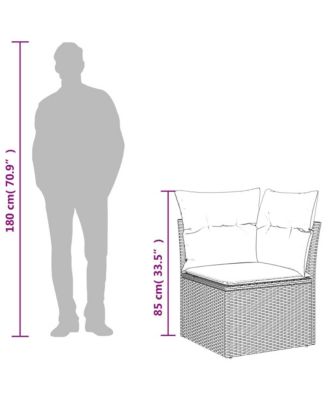 Garden Sofa Black PE Rattan Medium Modular Garden Sofa Square