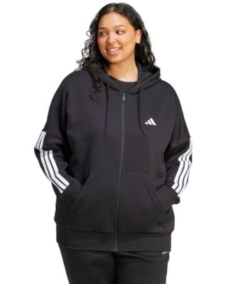 adidas - Plus Size Essentials 3-Stripes Full-Zip Fleece Hoodie