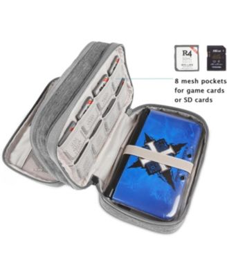 Gray Travel Case for Nintendo 3DS/3DS XL/New 2DS XL - Double Compartment Protective Carrying Bag with Accessory Storage