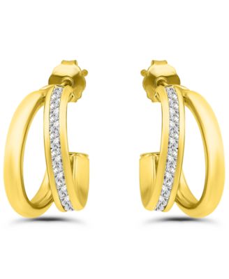 Giani Bernini - Cubic Zirconia Combo Half Hoop Earrings (1-7/8 ct. t.w.) in 18K Gold Over Sterling Silver