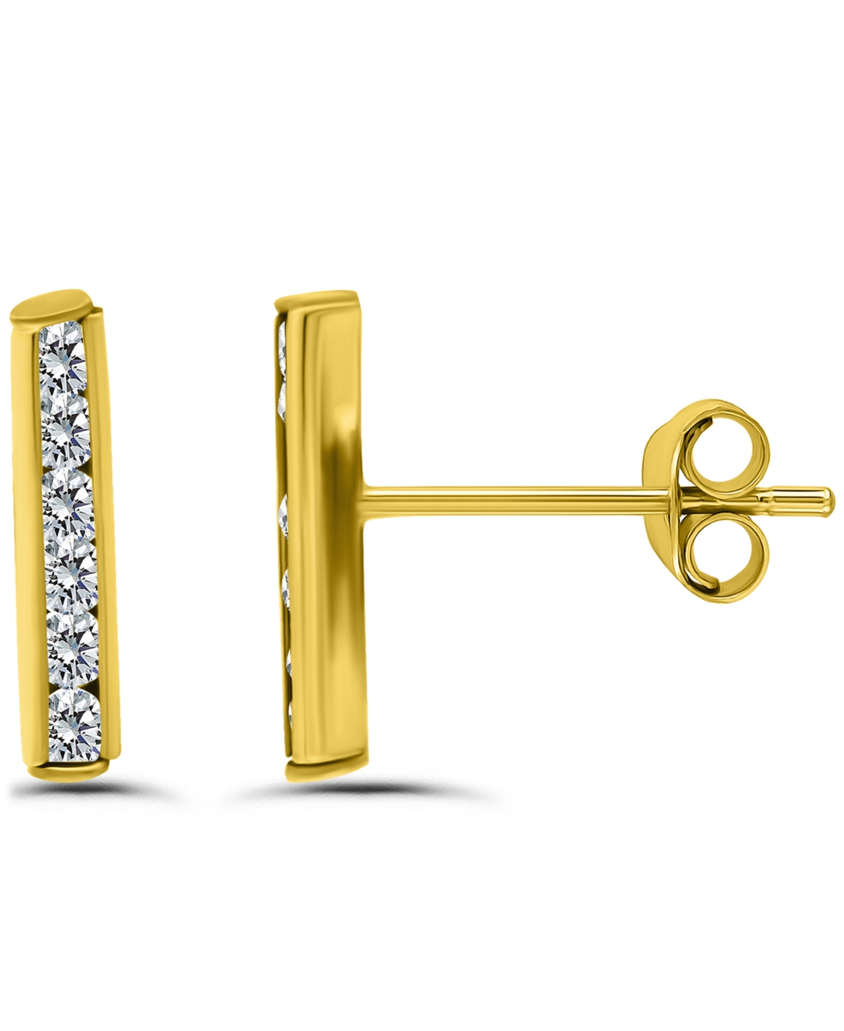 Giani Bernini Cubic Zirconia Set Bar Post Earrings (5/8 Ct. T.w.) In 18k Gold Over Sterling Silver, Macy's Exclusi In Gold