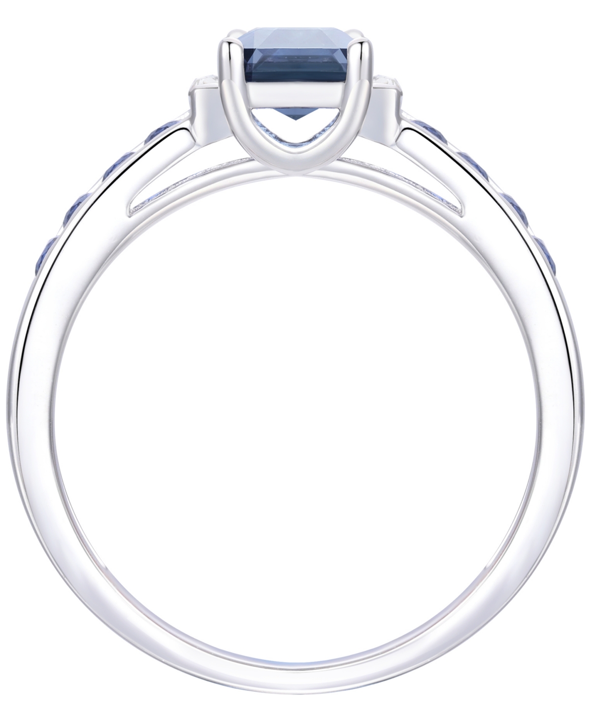 Macy's Gemstone And Diamond Ring (1/20 Ct. T.w.) In 14k Gold And White Gold In Blue