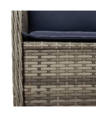 Patio Sofa Gray, Navy Blue PE Rattan, Powder-Coated Steel Medium