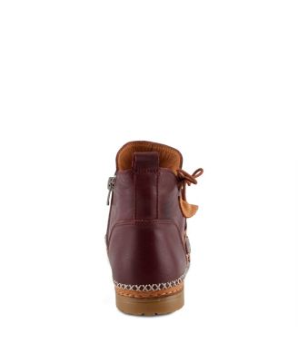 Pomeroy Leather Booties with Basketweave Toe and Lightweight Flexible Sole