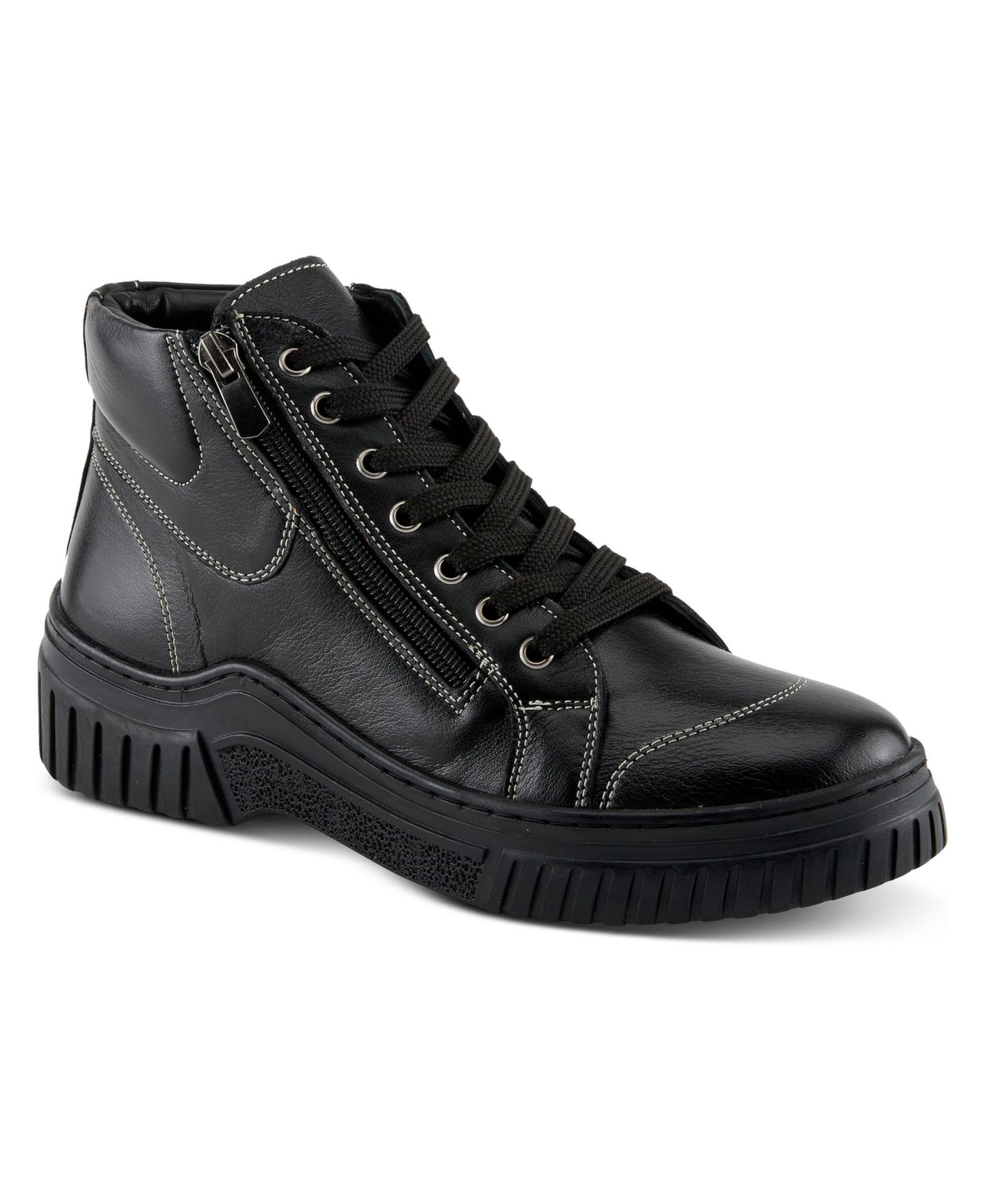 Женские кроссовки Spring Step Azura Loeva Leather High-Top Sneaker Boot with Removable Insole and Zipper Access, цвет: Чёрный — фото 1