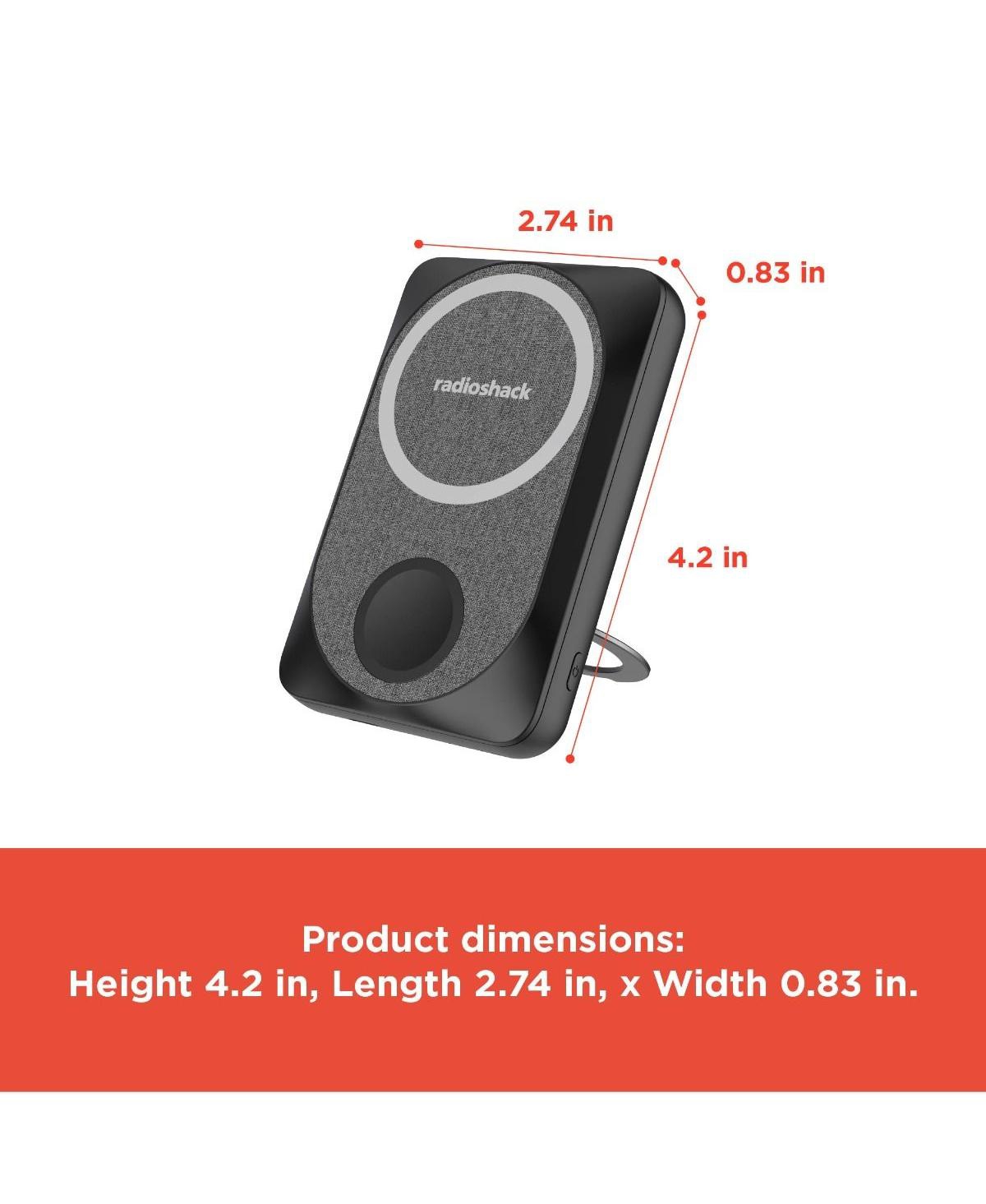 RadioShack 10,000 Mah 3 in 1 Magnetic Wireless Portable Battery PowerBank with Smart Watch Charger and MagSafe, Indicator Lights, Usb C 2309285