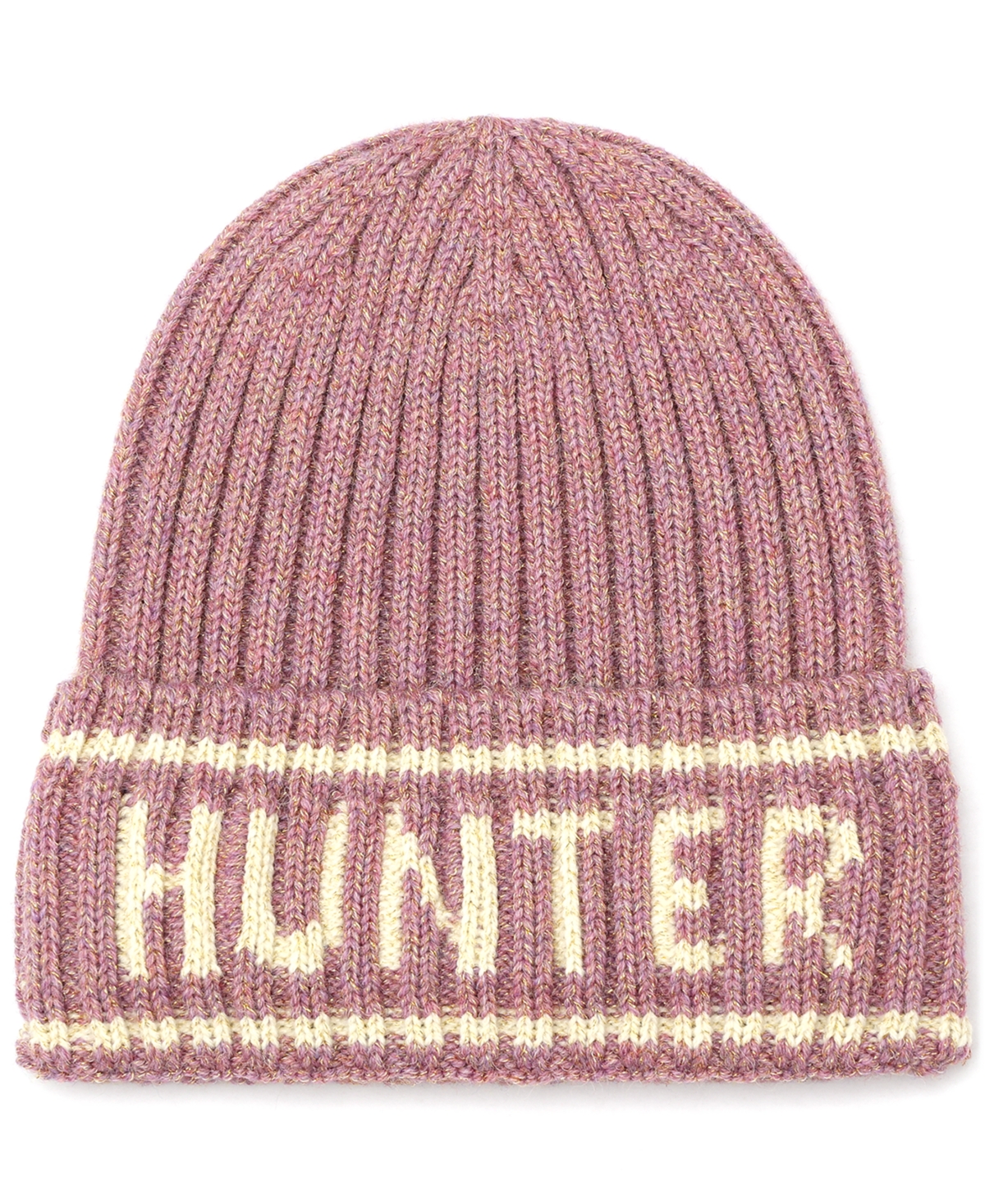Hunter Metallic Rib Logo Cuff Beanie And Gloves Boxed Gift Set In Pink
