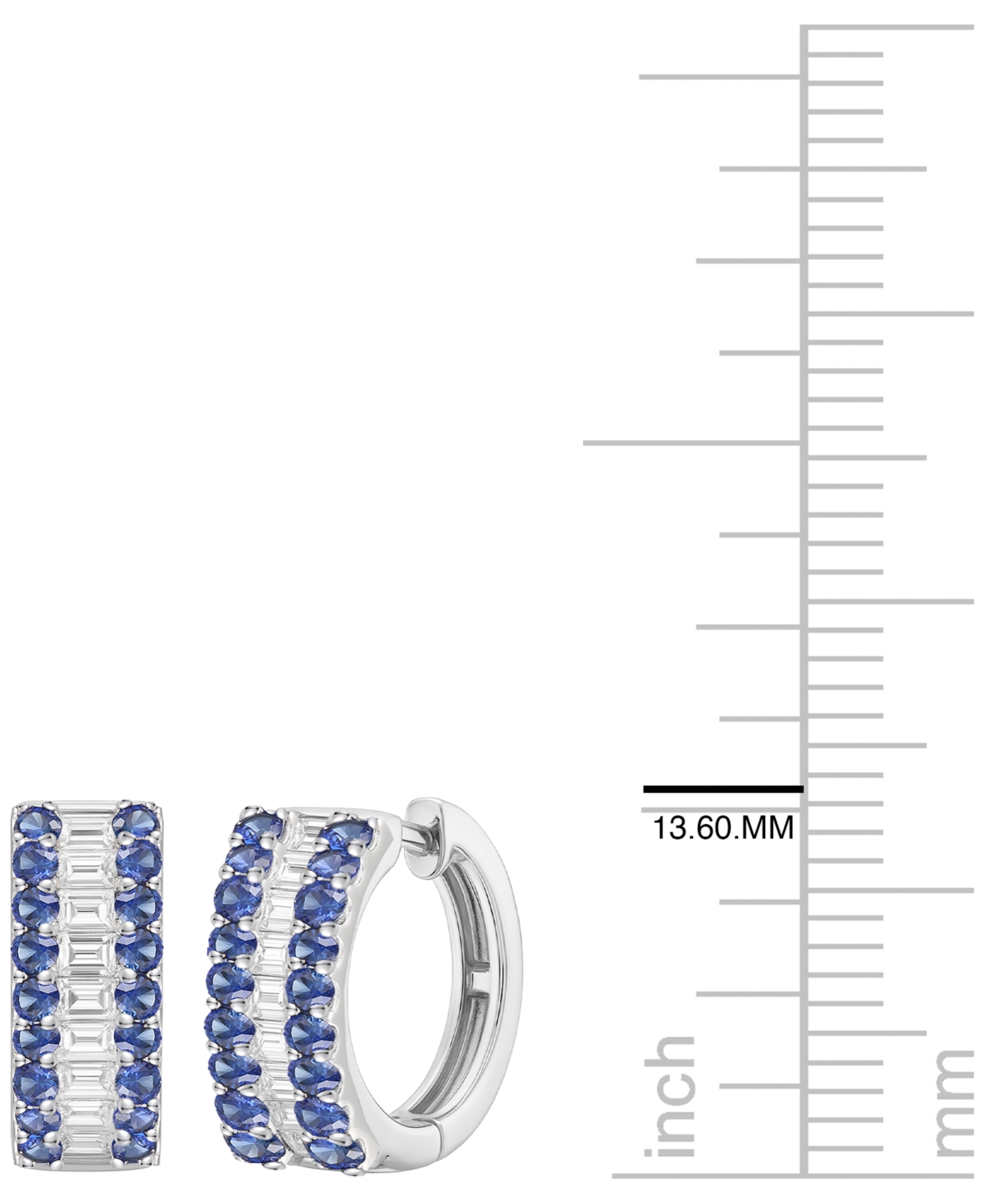 Macy's Gemstone And Diamond Earrings (1/4 Ct.t.w.) In 14k Gold And White Gold In Blue