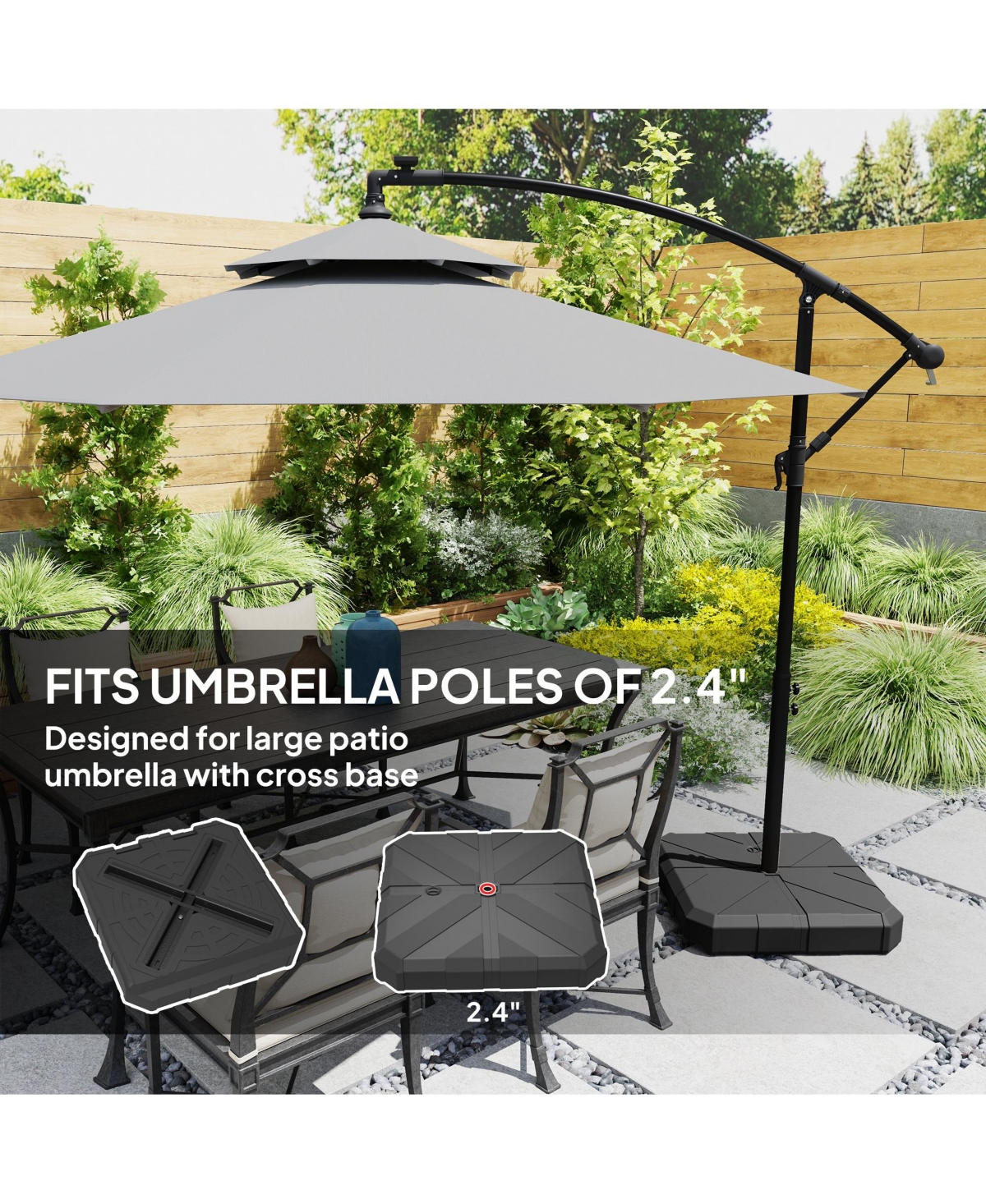 Outsunny Offset Umbrella Base, /Water Filled Sd,