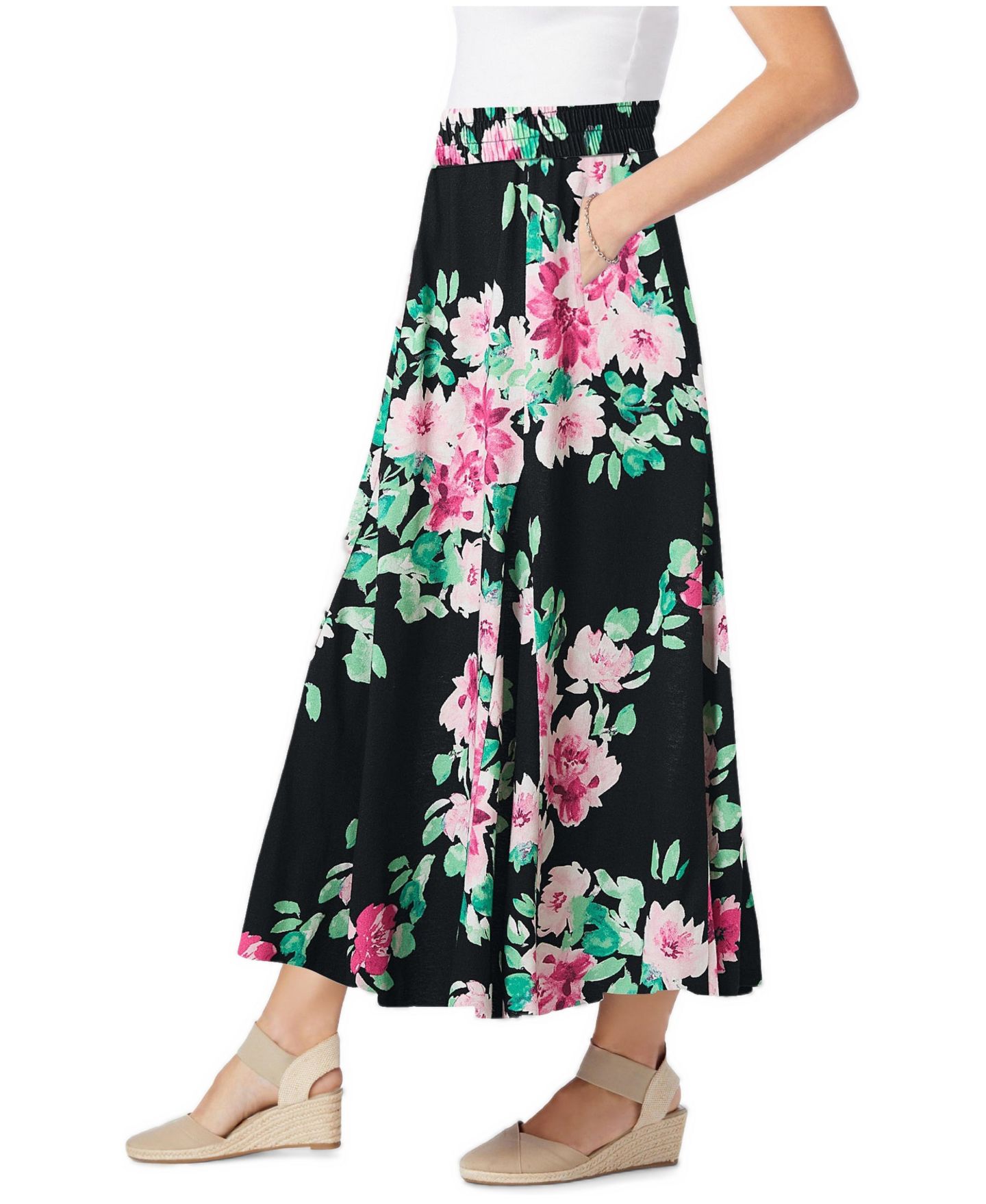 Женская юбка Woman Within Plus Size Within Wide Elastic Waist, цвет: Чёрный — фото 2