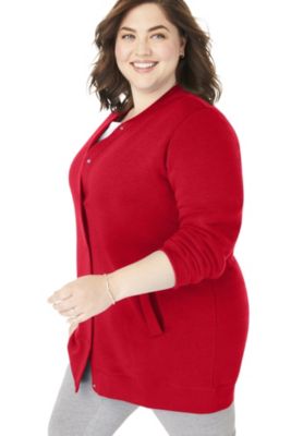 Plus Size Fleece Baseball Jacket