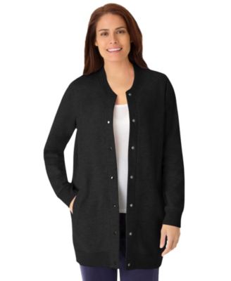 Plus Size Fleece Baseball Jacket