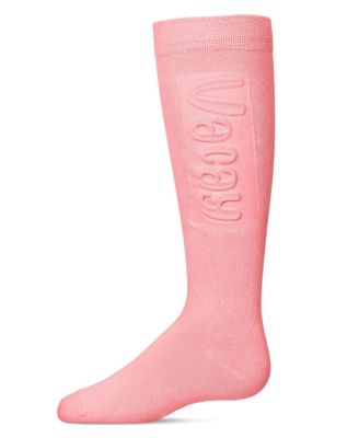 Girls Embossed VACAY Cotton Blend Knee High Socks