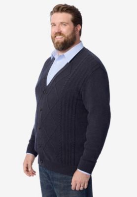 Big & Tall Shoreman S Cardigan Cable Knit Sweater
