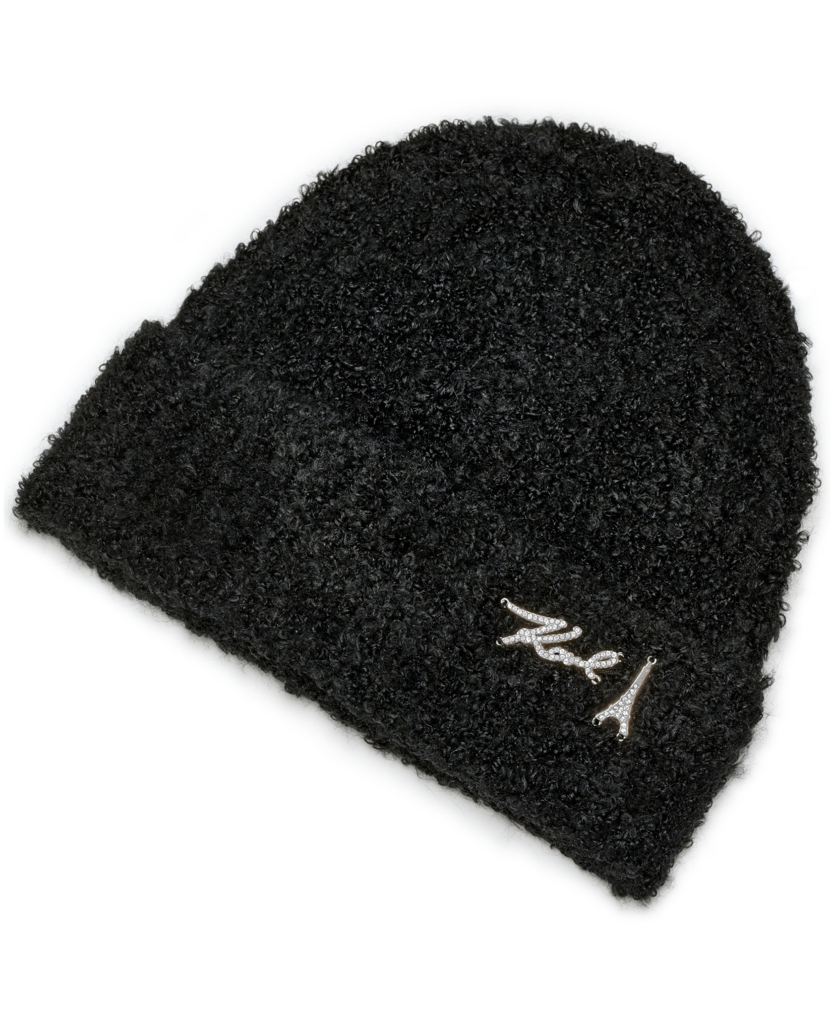 Karl Lagerfeld Women's Folded Over Cuff Beanie In Black