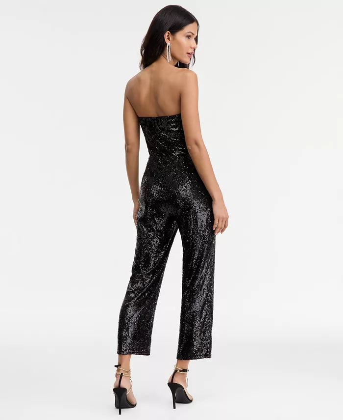 Women's Sequin Strapless Jumpsuit - thumbnail 4
