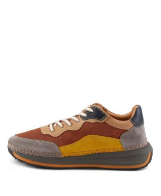 Women's Spring Step BOOKER Retro Leather Sneakers with Removable Insoles and Bold Suede Accents