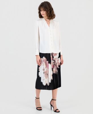 Women's V-Neck Button-Front Blouse