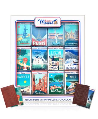 Maxim's De Paris - Map of France Gift Box with 12 Mini Chocolate Bars, 3.5oz