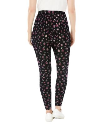 Plus Size Tall Stretch-Cotton Knit Pull-On Printed Leggings