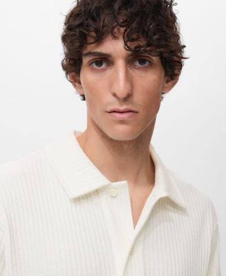 Men's Textured Knitted Polo Shirt