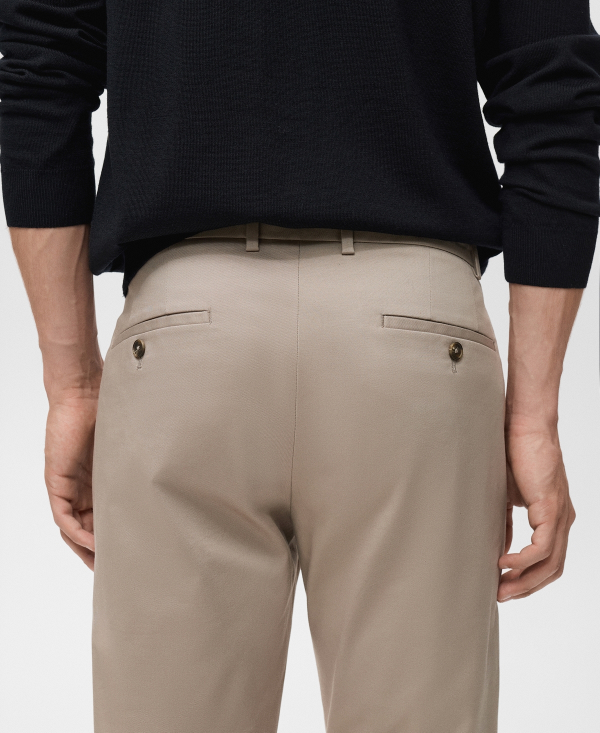 Mango Dublino Slim Fit Flat Front Stretch Stretch Chinos In Black