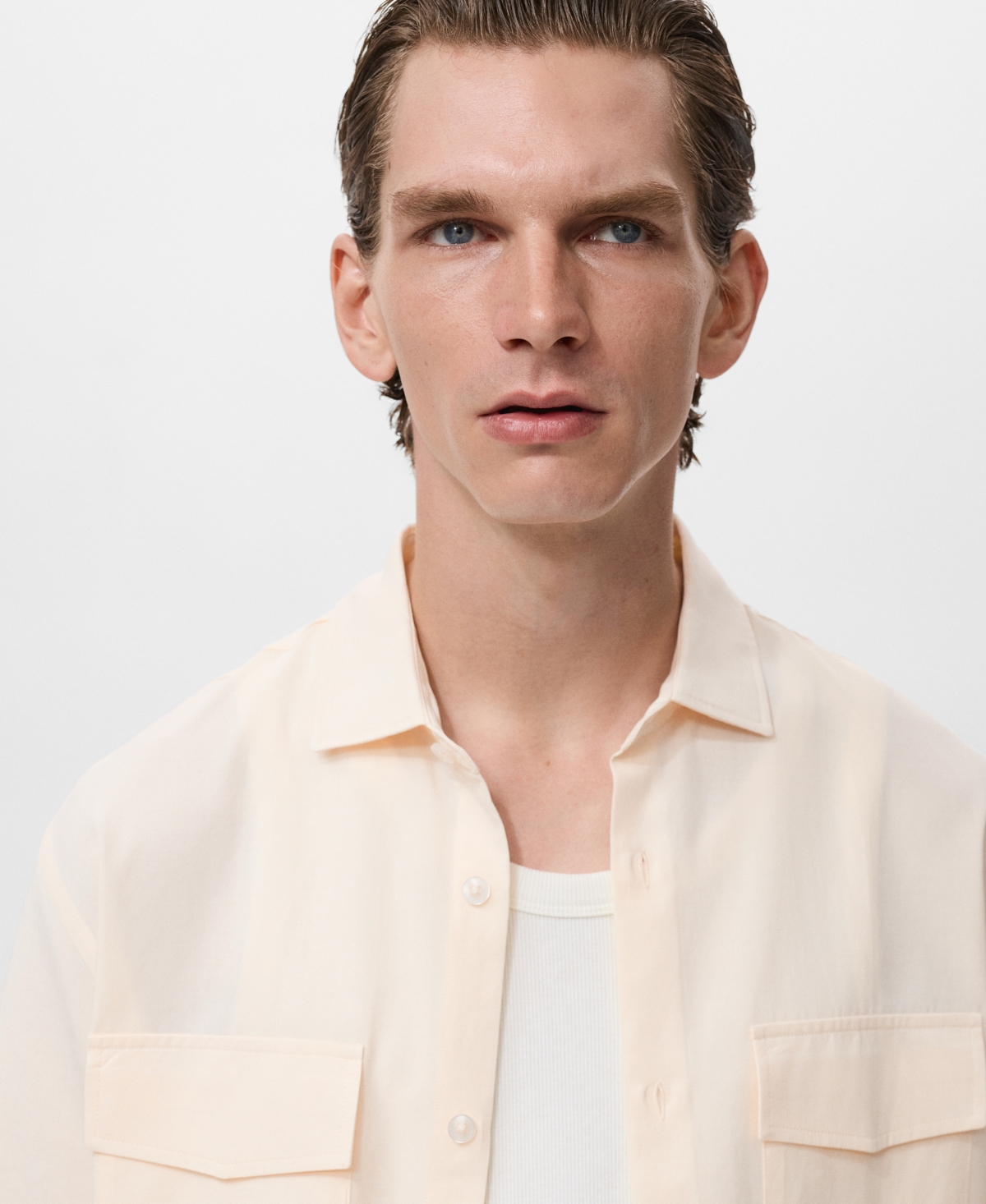 Mango Regular Fit Tencel™ Lyocell Blend Button-up Shirt In Neutral