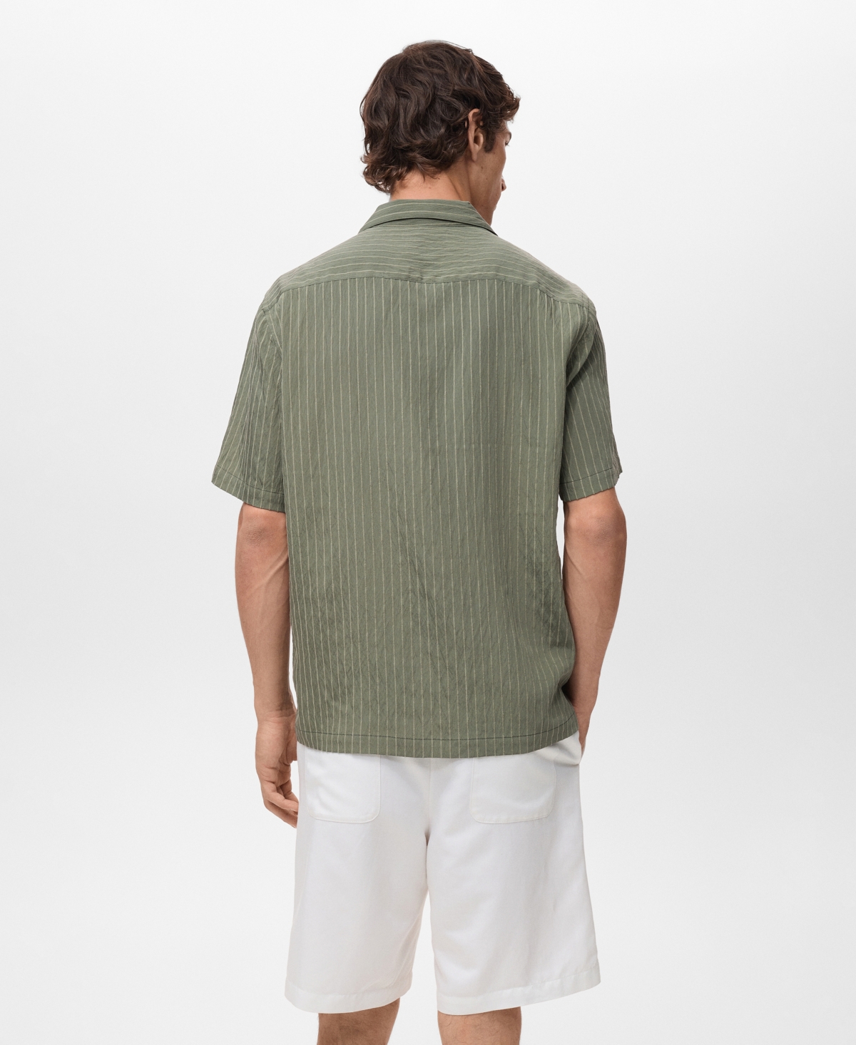 Mango Men's Short Sleeve Striped Shirt