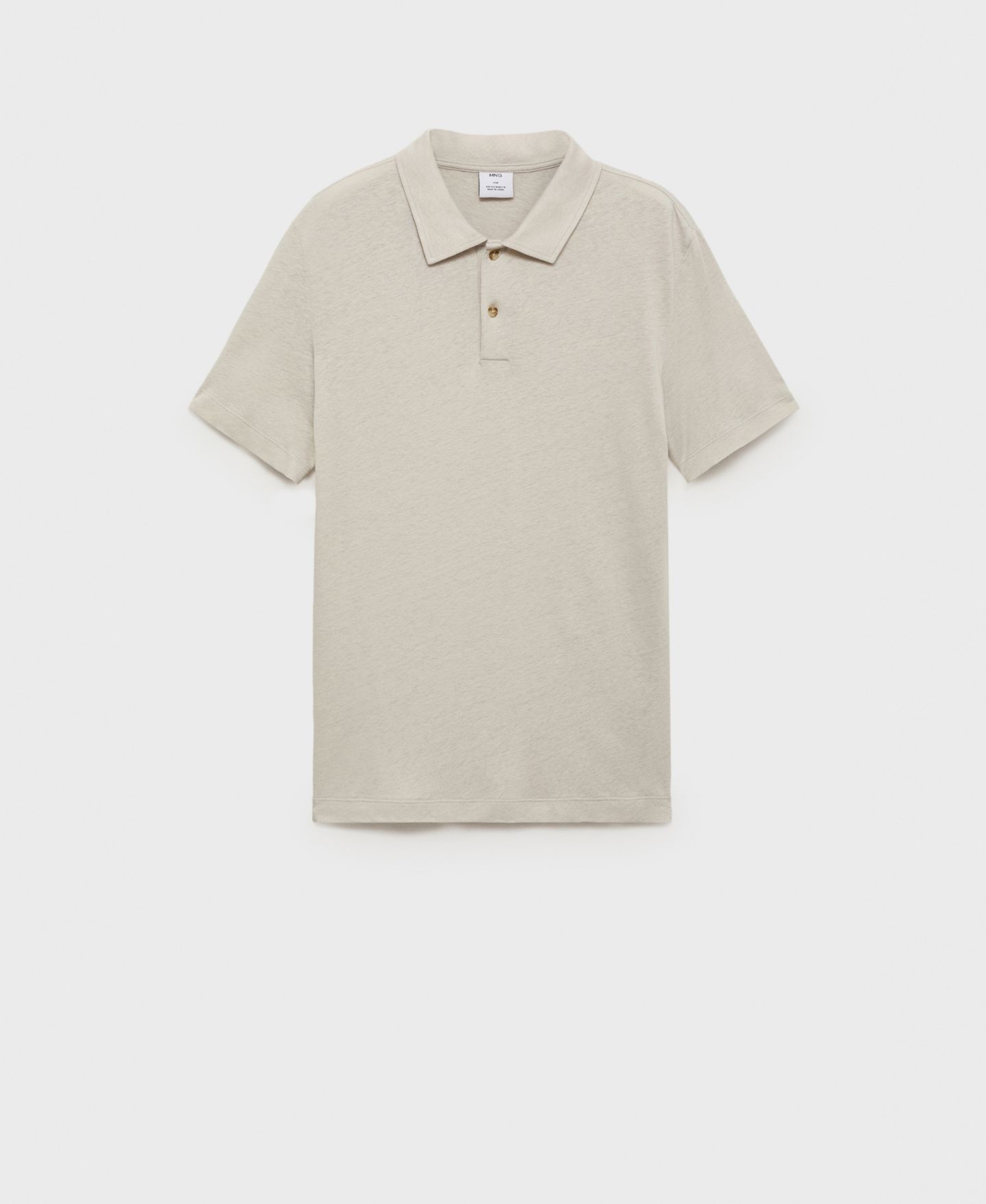 Мужское поло Mango Linen Blend Slim Fit Polo Shirt, цвет: Ледяной серый — фото 2