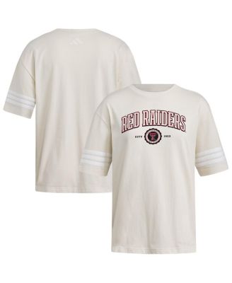 adidas - Women's Cream Texas Tech Red Raiders Fashion Three-Stripes Oversized T-Shirt