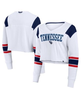 Fanatics - Women's White Tennessee Titans Stretch Cropped Fashion Long Sleeve T-Shirt