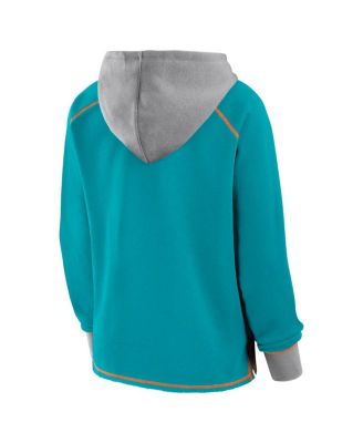 Women's Aqua Miami Dolphins Boom Fleece Pullover V-Neck Hoodie