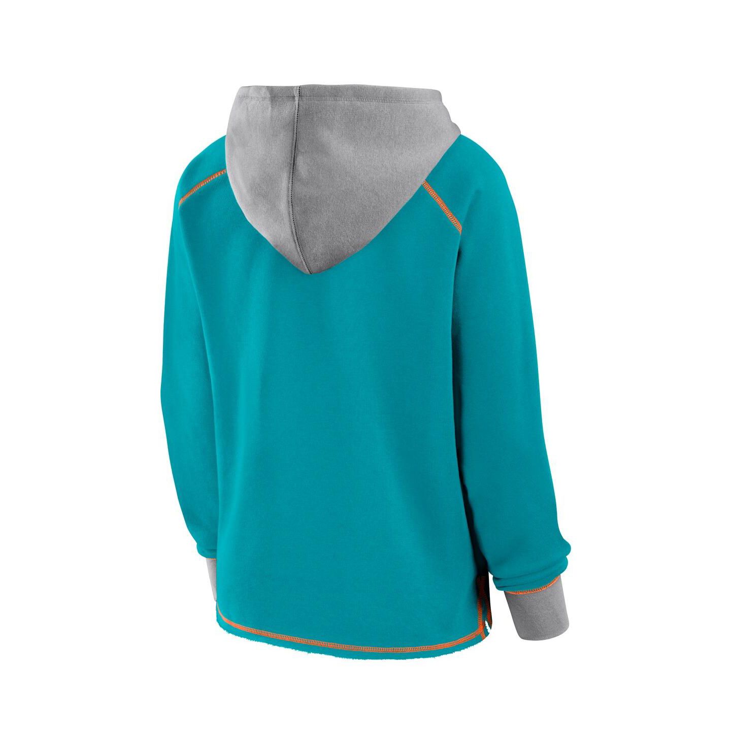 Женское худи Logo Athletic Aqua Miami Dolphins Boom Fleece Pullover V-Neck — фото 3