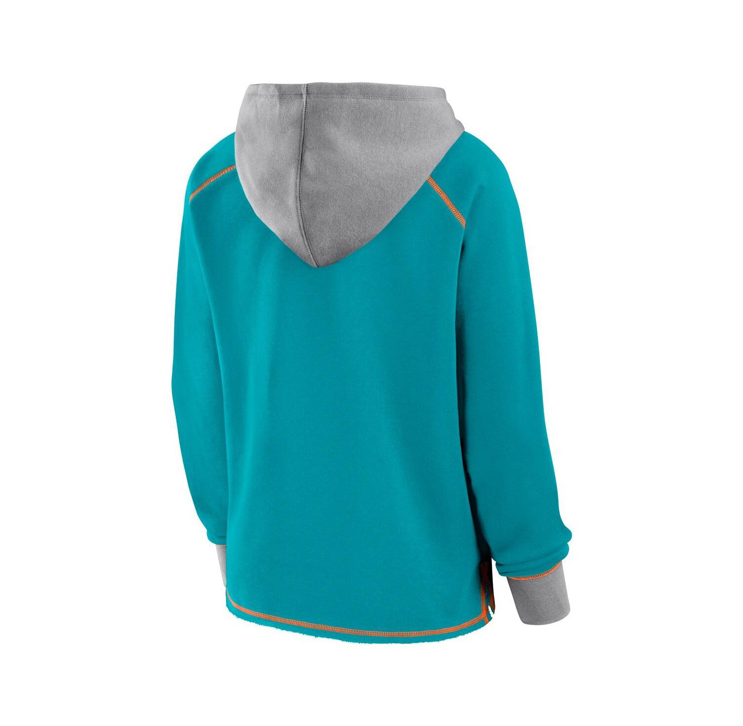Women's Aqua Miami Dolphins Boom Fleece Pullover V-Neck Hoodie