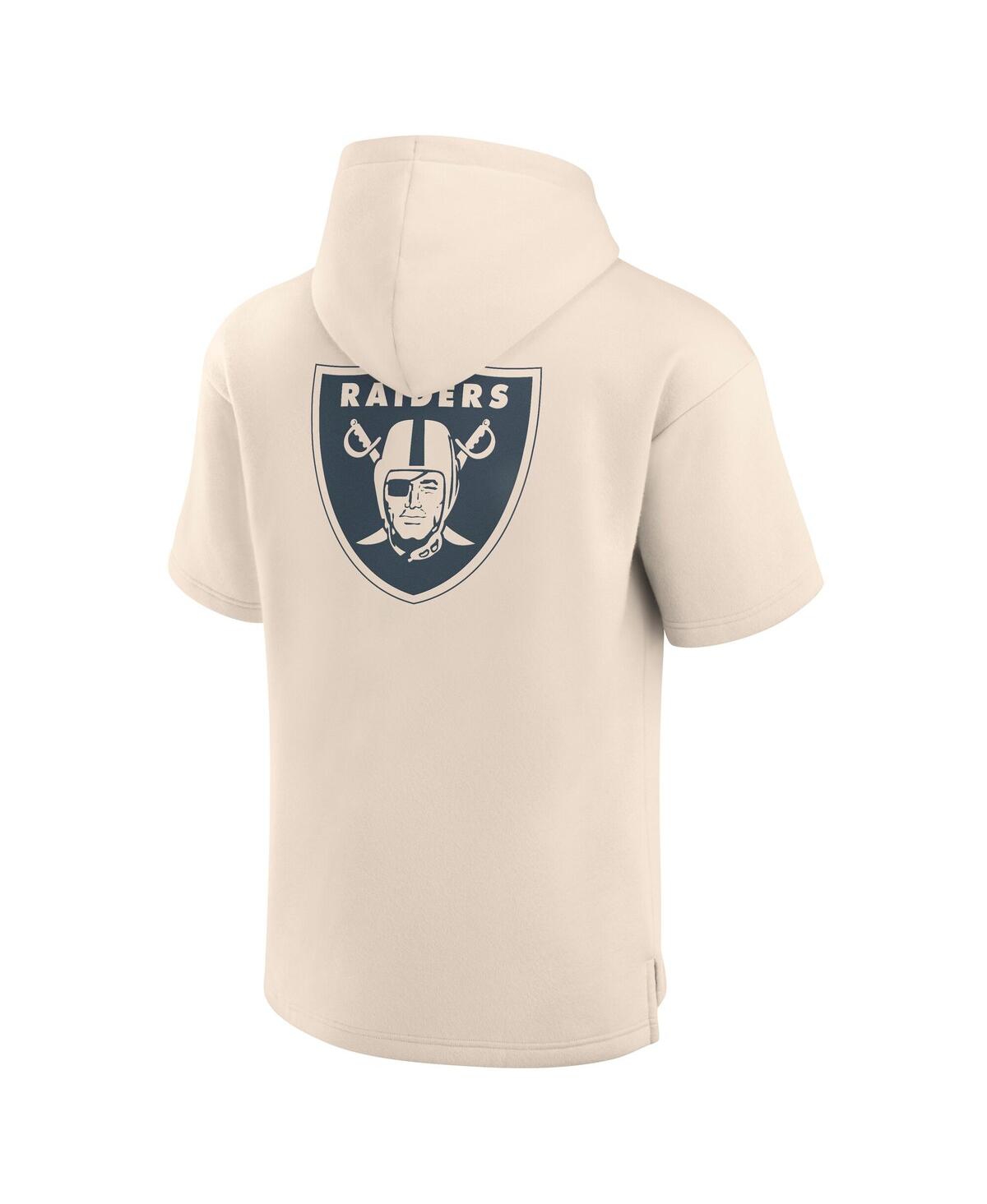 Fanatics Men's Cream Las Vegas Raiders Elements Future Ground Lettering Short Sleeve Pullover Hoodie In Neutral