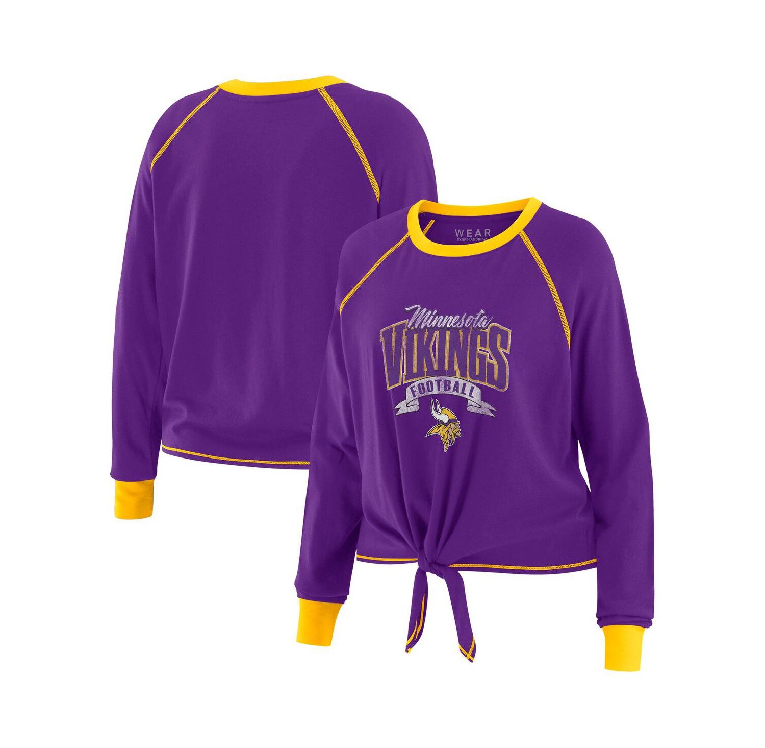 Women's Purple/Gold Minnesota Vikings Tie-Front Long Sleeve Top