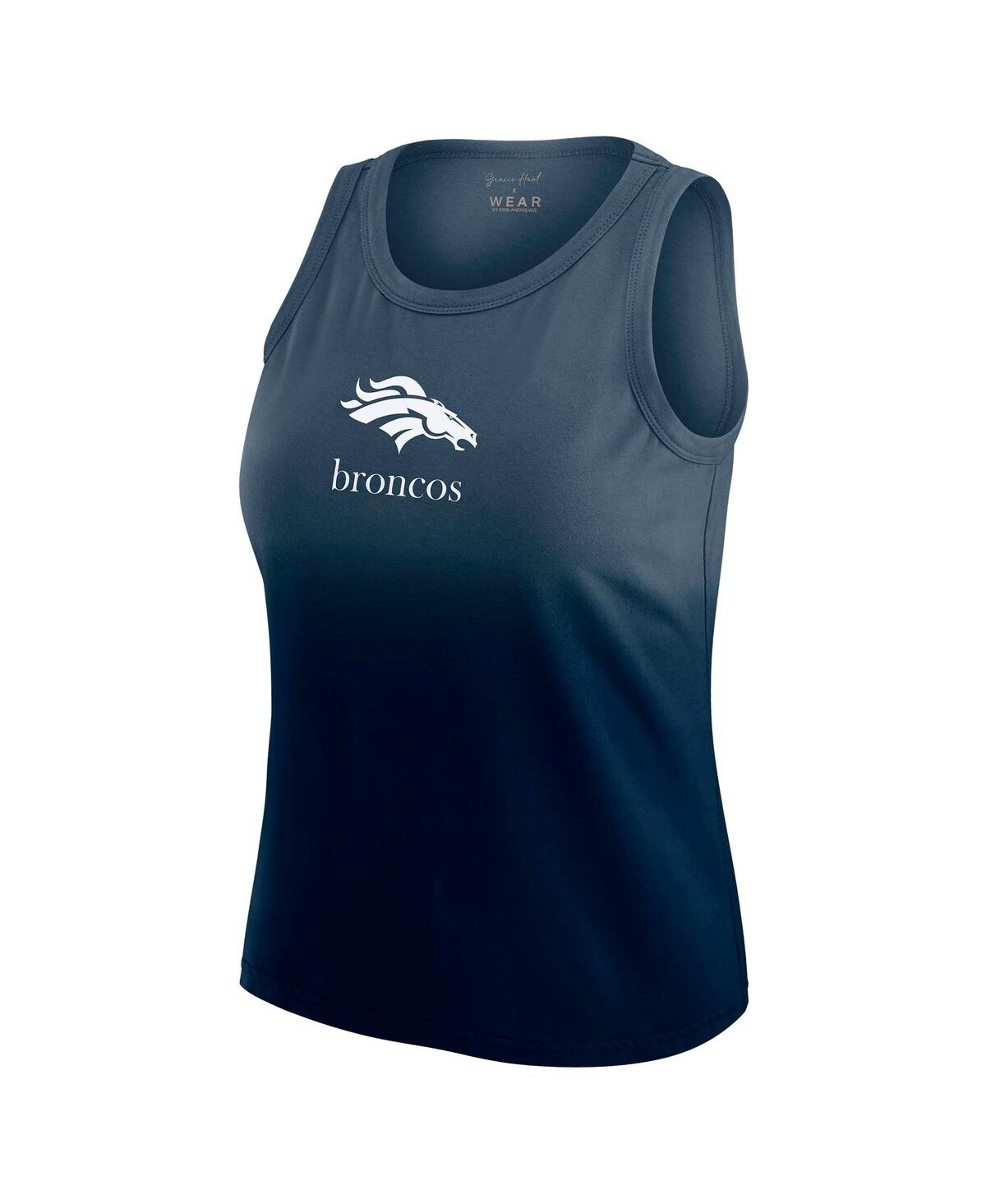 Wear By Erin Andrews X Gracie Women's Navy Denver Broncos Ombre Tank Top In Blue
