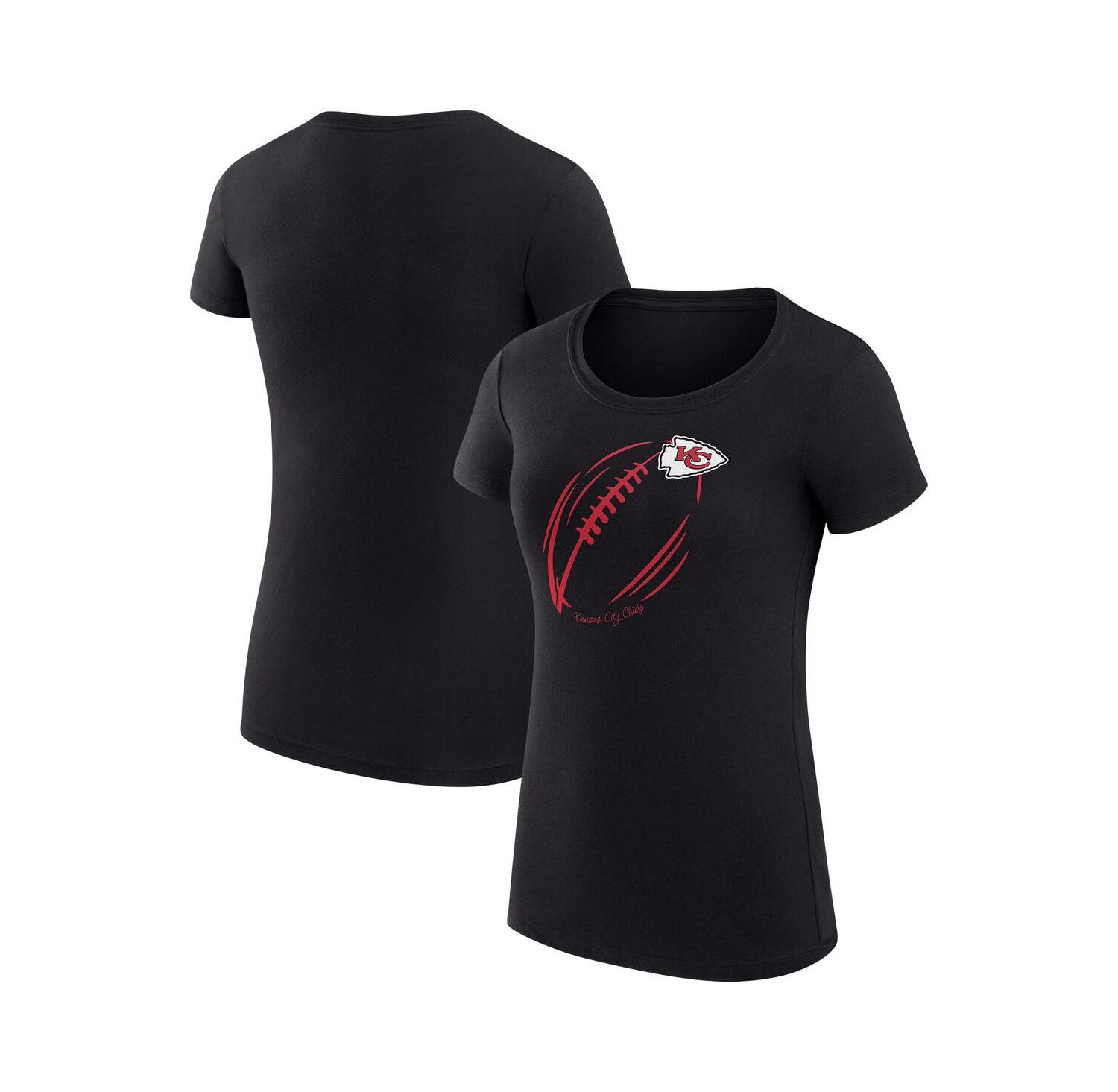 Women's Black Kansas City Chiefs Super-Slim Fit Lightweight Subtle Football T-Shirt