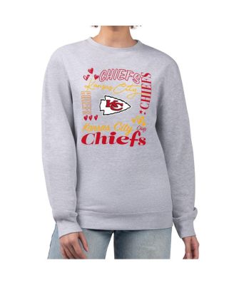 G-III 4Her by Carl Banks - Women's Heather Gray Kansas City Chiefs Collage Graphic Fleece Pullover Sweatshirt