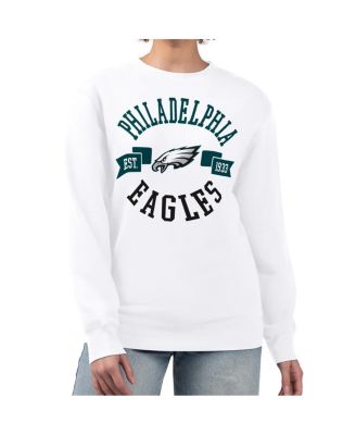 G-III 4Her by Carl Banks - Women's White Philadelphia Eagles Large Team Graphic Fleece Pullover Sweatshirt