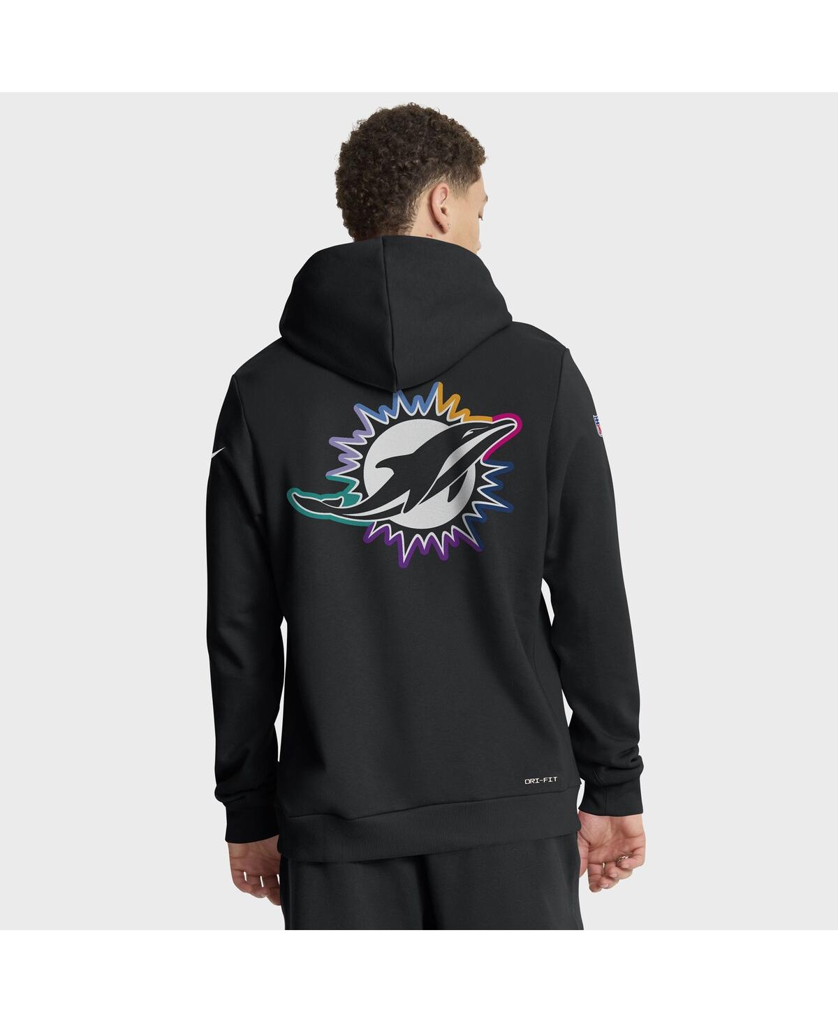 Nike Men's Black Miami Dolphins 2025 Nfl Crucial Catch Sideline Standard Issue Dri-fit Hoodie In Black