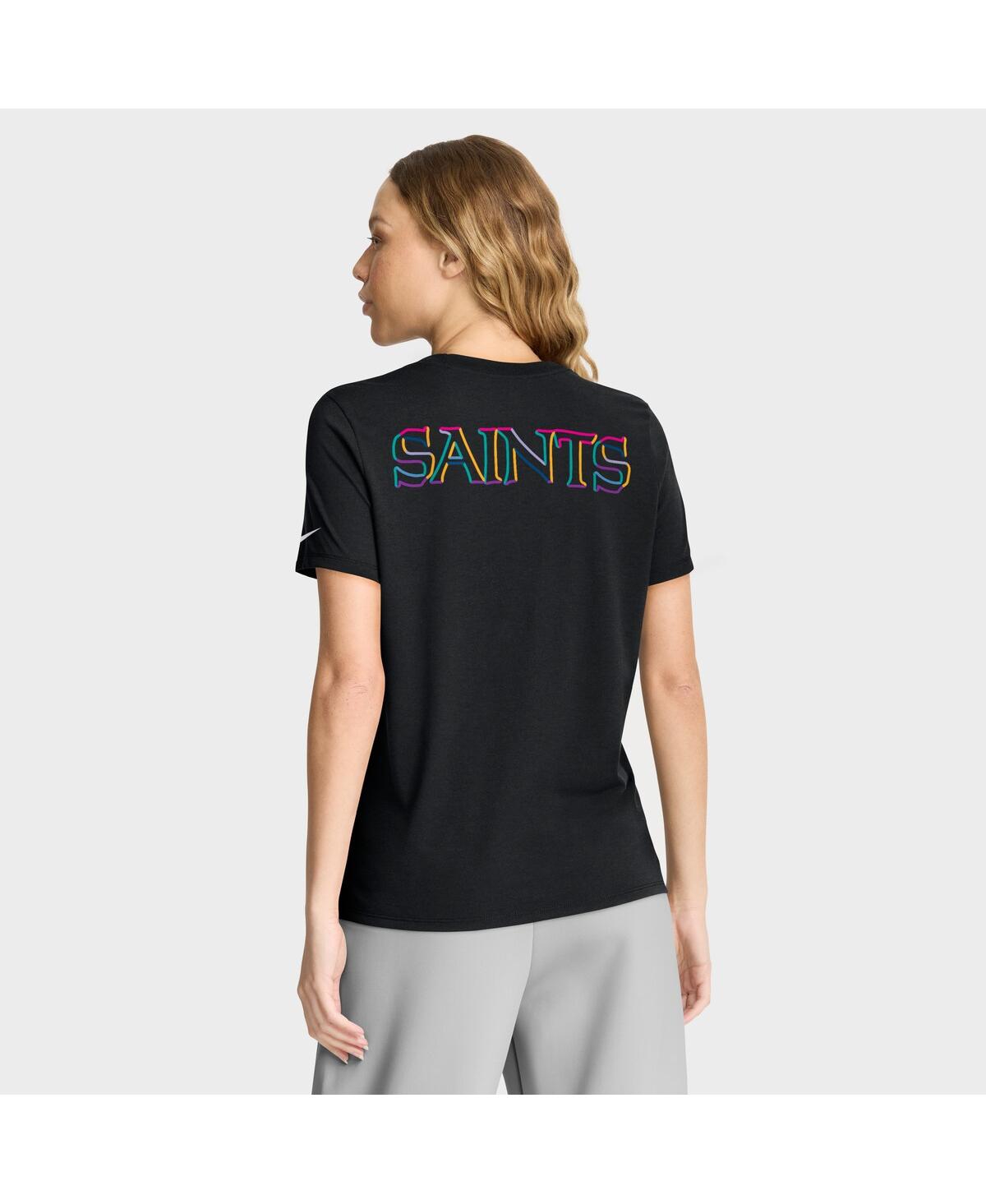Nike Women's Black New Orleans Saints 2025 Nfl Crucial Catch Tri-blend Dri-fit T-shirt In Black