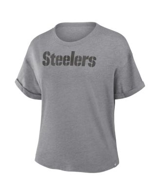 Women's Heather Gray Pittsburgh Steelers Swing Pass Tri-Blend Boxy T-Shirt