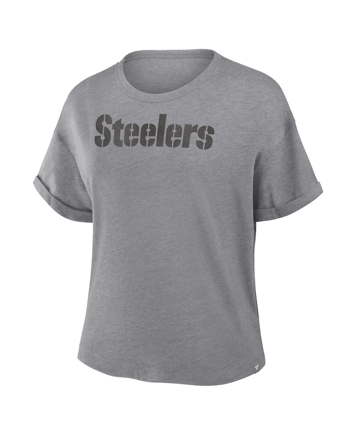 Fanatics Women's Heather Gray Pittsburgh Steelers Swing Pass Tri-blend Boxy T-shirt In Gray