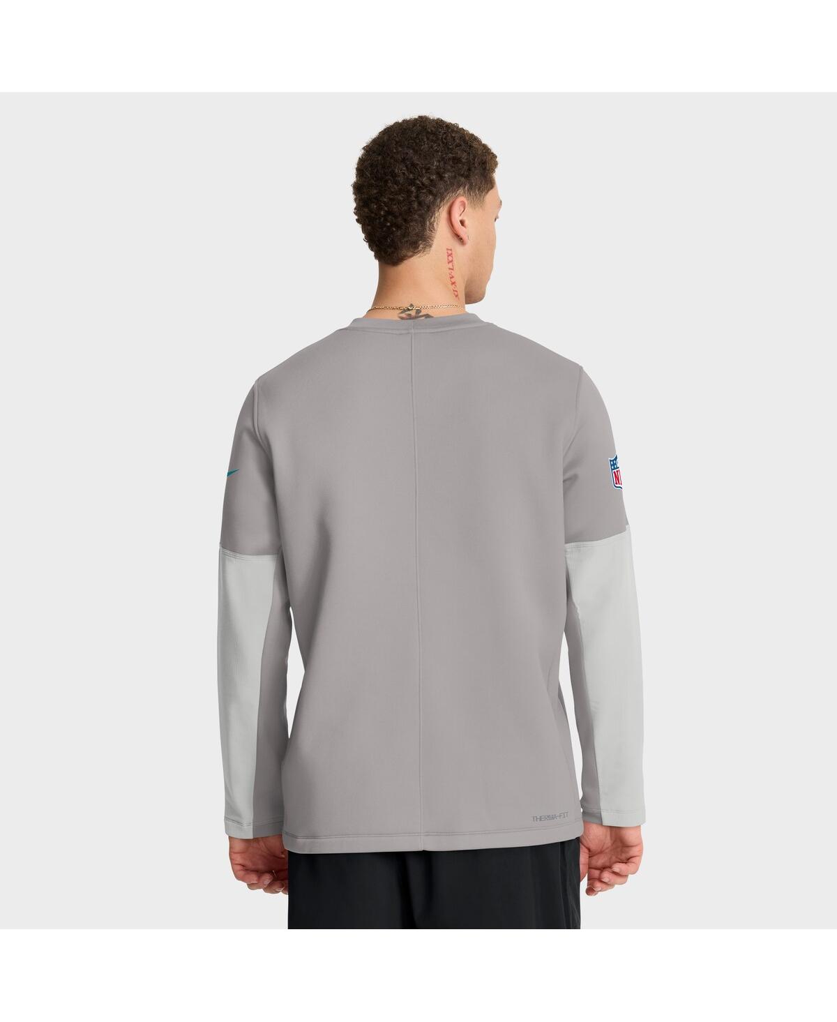 Nike Miami Dolphins Scripted To Win Sideline Coach  Men's Therma-fit Nfl Long-sleeve T-shirt In Gray
