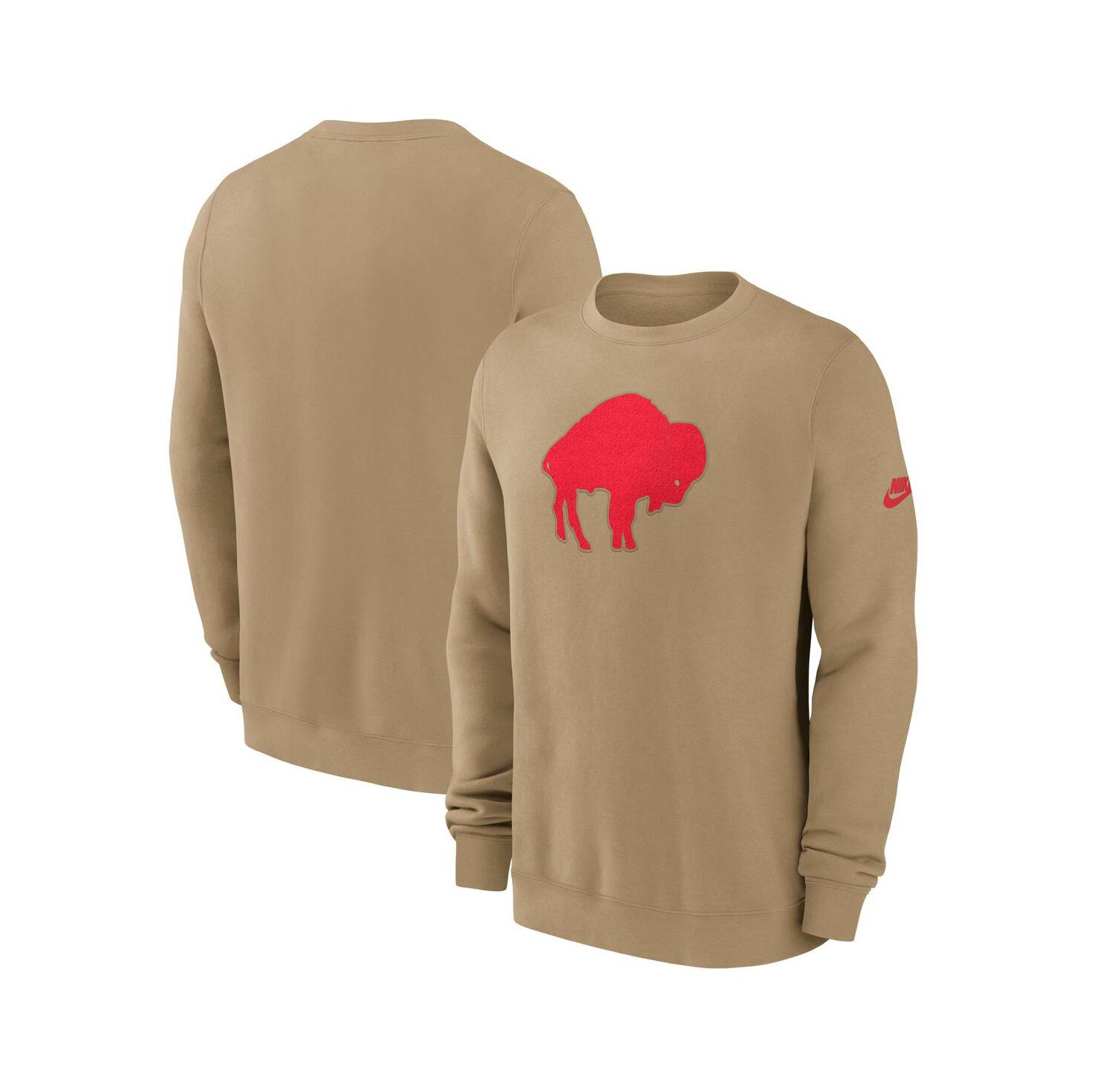 Men's Tan Buffalo Bills Swing Pass Rewind Club Pullover Sweatshirt
