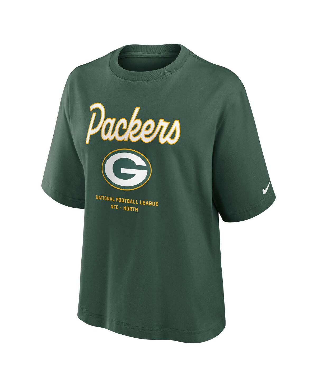 Nike Green Bay Packers Essential Script Boxy  Women's Nfl T-shirt In Multi