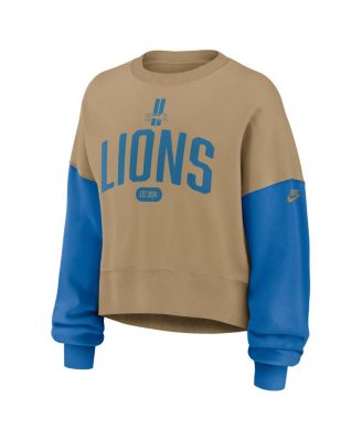 Women's Tan Detroit Lions Oversized Rewind Pullover Sweatshirt