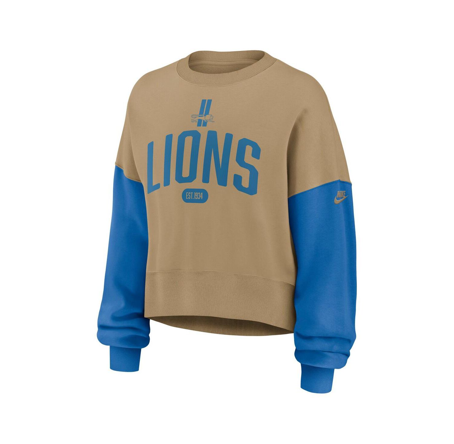 Women's Tan Detroit Lions Oversized Rewind Pullover Sweatshirt